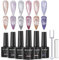 MIZHSE Cat Eye UV Gel Nagellack Set 6 Farben Glitter Cateye Magnet Nagellack Magnetisches Set Nagelgel blinken Gel mit 2 Magneten DIY Kunst Maniküre Nagellack 10ml (0,33fl oz)