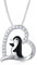 ROMANTICWORK Pinguin Geschenke Pinguin Halskette Sterling Silber Niedliche Tierherz Anhänger Halsketten Glücklicher Schmuck Geburtstagsgeschenke für Frauen Mädchen