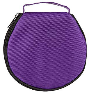 ELEZAY Small CD Case Storage Wallet DVD Disc Dividers Folder Holder Round Oxford Bag 20 Capacity Purple