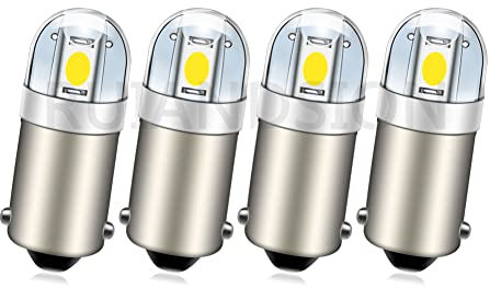 Ruiandsion Lot de 4 BA9S ampoules LED BA9 1895 1891 Blanc 12V LED 3030 2SMD Chipsets Ampoules LED de rechange pour intérieur de voiture, plafonnier, carte, plaque d'immatriculation, boîte à gants
