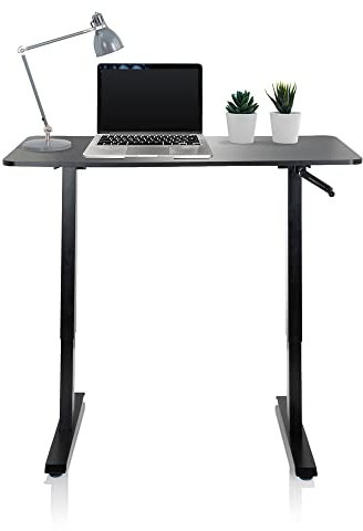 hjh OFFICE 802115 Schreibtisch höhenverstellbar 120x60 cm Stand CR Schwarz Computertisch manuell verstellbar
