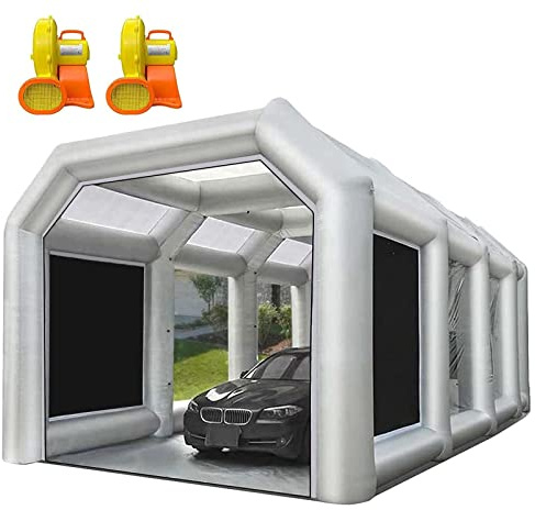 FLAPKWAN 8.5X4.5X3.5M Inflatable Spray Paint Booth Tent with 950W+950W High-Power Blowers, Professional Car Workstation Portable Auto Paint Booth with Filter System