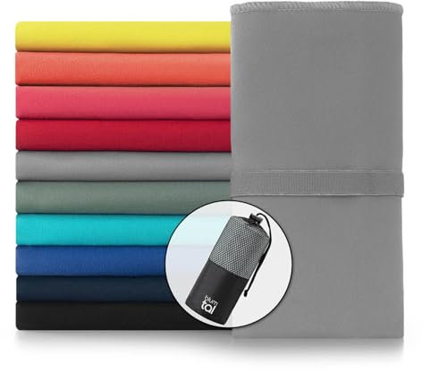 Blumtal Mikrofaser Handtuch leicht & extra saugstark - schnelltrocknende Microfaser Handtücher - optimal als Fitness Handtuch/Strandtuch Mikrofaser/Gym Towel - Reisehandtuch kompakt - Grau