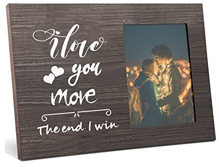 FINGERINSPIRE 15x10cm Going Away Picture Frame Natural Wood Photo Frame Valentine's Day Gifts for Boyfriend and Girlfriend Her Him - I Love You More The End I Win
