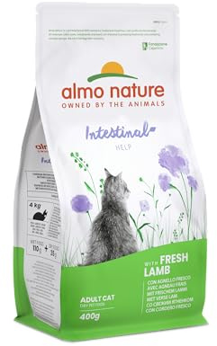 Almo Nature Darmunterstützung, Trockenfutter Katze Adulto Con Frisches Lamm | Packung mit 400 g
