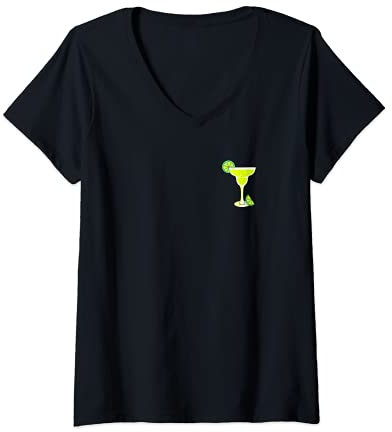 Mujer Punta Cana Margarita Cóctel con Lima (2 caras) Camiseta Cuello V