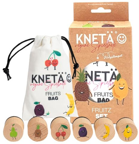 KNETÄ Holzstempel Set *FRUITZ* Geschenkidee für Kinder I Knetwerkzeug I Knete Zubehör