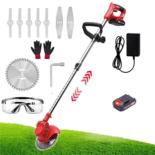 TTFFWW Tondeuse à Gazon avec 2 Batteries, Tondeuse à Gazon électrique Tondeuse à Gazon 24V Lithium-ION sans Fil Kit de Débroussailleuse à Gazon Télescopique Léger Outils de Jardin,B.24V,1 Battery
