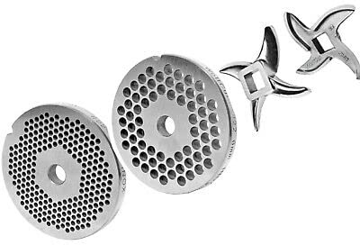 Juego de discos perforados compatibles con picadora de carne de 22/3 mm-6 mm y un cuchillo de cúter.