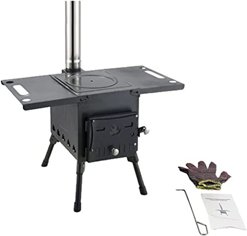 CDZHLTG Réchauds de Tente Camping Poêle à Bois Portable, Pliable Stove pour Chauffage et Cuisine
