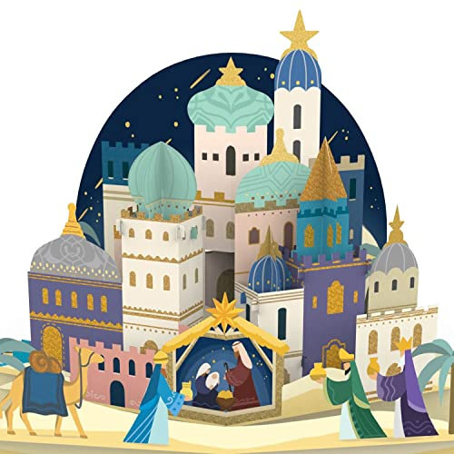 papercrush® Pop-Up Karte Weihnachten Bethlehem - 3D Weihnachtskarte mit Krippe im Orient für Kinder, Frauen & Männer - Christliche Weihnachtsgrußkarte für Mama und Oma, Handgemachtes Weihnachtsbillet