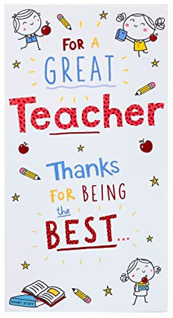 UK Greetings Dankeskarte für Lehrer, mit Umschlag, Design: Kritzeleien