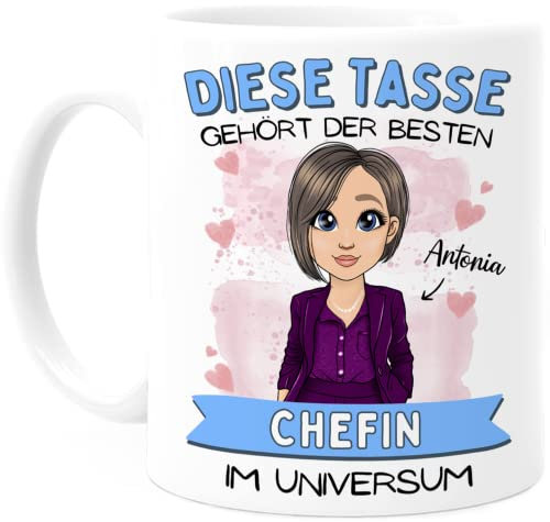 Tassenliebling® Tasse Chefin personalisiert - Beste Chefin Geschenk - Abschiedsgeschenk für Jobwechsel Lieblingschefin Arbeitskollegin Chefin - Bürotasse