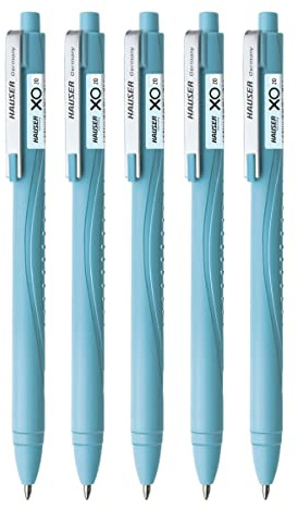 Hauser Germany Xo 20 Druckkugelschreiber-Box, 0,7 mm Spitzengröße, bequemer Griff mit schmierfreiem Schreiben, glatter, stabiler und nachfüllbarer Stift, blaue Tinte, 5 Stück
