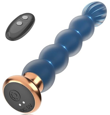 Vibrating Anal Beads Butt Plug Vibrator Anal Toys, 10 Vibration Remote Control Double Layer Soft Silicone Anal Plug G Spot Stimulor & Prostate Massager Sex Toys4couples Men & Women