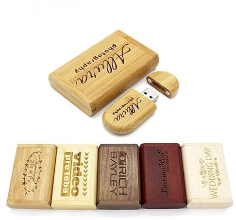Personalisierte USB-Stick + Geschenkbox aus Holz massiv mit Gravur WunschtextHochzeit Wunschgravur Speicherstick Flash Drive 32/64/128 GB 3.0 Geschenkidee individuell (Ahorn, 32GB 3.0)