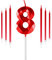 Red 8th Birthday Candles Set, Number 8 Candle with Red Long Candles, Birthday Candles for Cake, Birthday Candle, Cake Candles Cake Topper Decorations for Boys Girls Men Women Birthday Party Wedding
