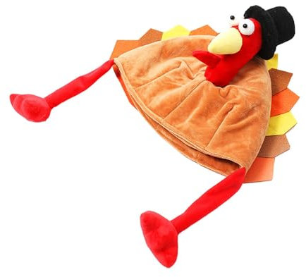 Amagogo Thanksgiving Truthahn Hut Truthahn Kopfschmuck Lustig Thanksgiving Party Foto Prop Kopf Abdeckung Urlaub Dekoration Weiche Mütze Rotes Bein