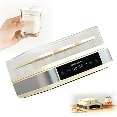 Yogurt Maker Máquina automática para hacer yogur digital con 9 frascos de vidrio (52z cada frasco) Pantalla LCD con control de temperatura constante Diseño de acero inoxidable para uso doméstico