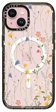 CASETiFY Impact Schutzhülle für iPhone 15 [Kompatibel mit Magsafe / 4X Falltest in Militärqualität / 2,5 m Fallschutz] – Dreamy Floral Pattern - Schwarz