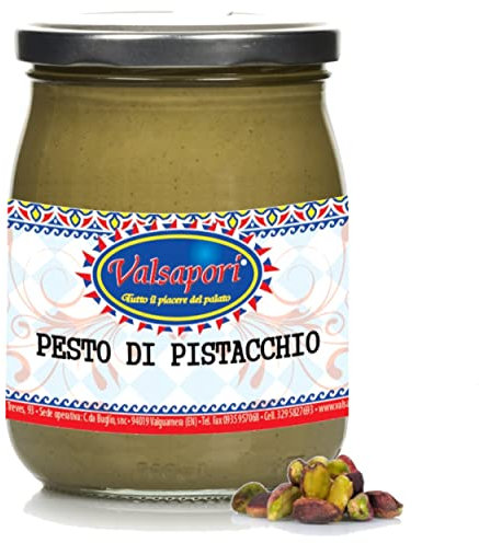Valsapori - PESTO DI PISTACCHIO DI SICILIA (200 gr) - PISTACCHI 75% | Pistacchio Siciliano in Barattolo Salva Freschezza - Pistacchio Selezionato, Ricco di Magnesio Potassio e Sali Minerali