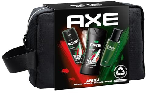 Axe Africa Geschenkset mit Kulturbeutel für Männer, mit Bodyspray, Duschgel und Aftershave (1 Stück)