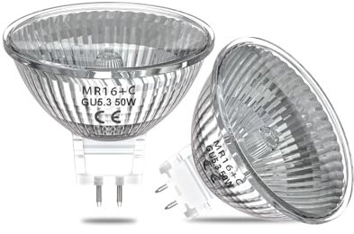 Luxvista MR16 Halogen Light Bulbs, 50W 12V GU5.3 Spotlight Bulb Dimmable, 2 Pin Base MR16 Halogen Spot Light Bulb Warm White 2800K for Landscape Recessed Track Light, 2-Pack