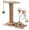 Arbre à chat - Jouet en bois 4 en 1 - Jouet interactif pour chat - Avec distributeur de nourriture pour chat - Arbre à chat en corde de sisal pour adultes et chatons (hauteur 46 cm)