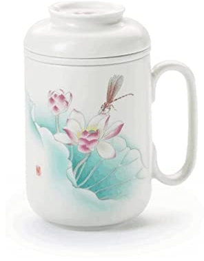 Tasse Cup Cappuccino Tass Klassische Tasse Im Chinesischen Stil, Teetasse Mit Filter, Große Kaffeetasse Aus Keramik Mit Deckel, 400 Ml, Multifunktionale Trinktasse Aesthetic Mug (Color : B)
