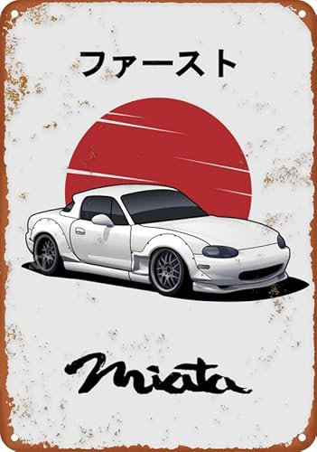 Mazda Miata MX5 Poster, Vintage-Metall-Blechschild für Büro, Zuhause, Klassenzimmer, Badezimmer, Dekoration, 20,3 x 30,5 cm