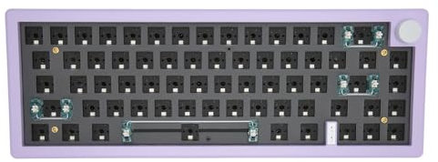 Yunseity DIY Mechanical Keyboard Kit ABS Shell Keyboard Kit Hot Swap Three Modes Type C Wired for Office (Violet)