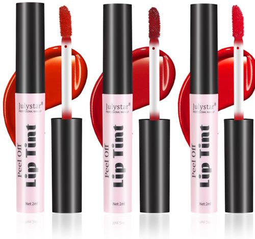 Peel Off Liquid Lipstick, Easy Peel & Reveal Lip Stain, Waterproof Long Lasting Peel Off Mask Lip Gloss, Lips Tattoo Makeup Beauty (# 3PCS/Set A)
