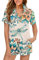 Suhoaziia Damen-Pyjama-Set, zweiteilig, Nachtwäsche, Oberteil und Shorts, Sommer, Knopfleiste, Nachtwäsche, Tasche, Lounge-Set, Boho Libelle, 36