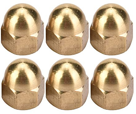 Brass Acorn Nut Kit Dome Head Cap Hex Nuts Set Brass Material Prevents Screw Thread Contact High Strength Fasteners for Machinery Mainly Used on Car Tricycles (M6(20PCS))
