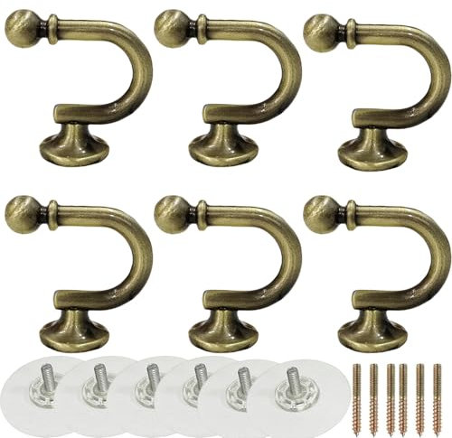 PIYYQNY Patere 6 Pièces Patère Crochet En Métal Autocollant Crochet Pour Rideau Mural Convient Pour La Cuisine La Porte La Salle De Bain Le Couloir Et Le Couloir(Vert Antique 40mm)