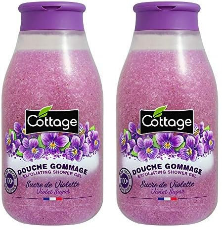 Cottage Douche Gommage Sucre de Violette Grains Exfoliants 100% Naturels (Lot de 2)