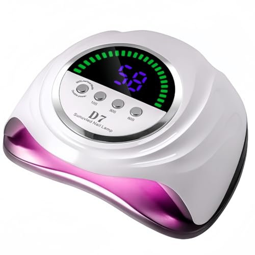 Lámpara UV de 280 W profesional LED secador de uñas para uñas de gel con 66 cuentas de lámpara, incluye 4 temporizadores y sensor automático, ideal para uso en salón de belleza, tecnología de secado