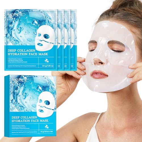 Bio Collagen Real Deep Mask, Maschera Viso al Collagene, Collagen Face Mask, Anti-invecchiamento e Ringiovanimento, Riduce le Linee Sottili e le Rughe, Minimizzare i Pori, Migliorare l'elasticità