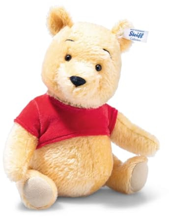 Steiff Disney Classic Winnie the Pooh - Disney Open's Edition Licensed Disney Collection, Winnie the Pooh Design of the 60s, 5-Way Movable and Movable, Made from RMS Certified