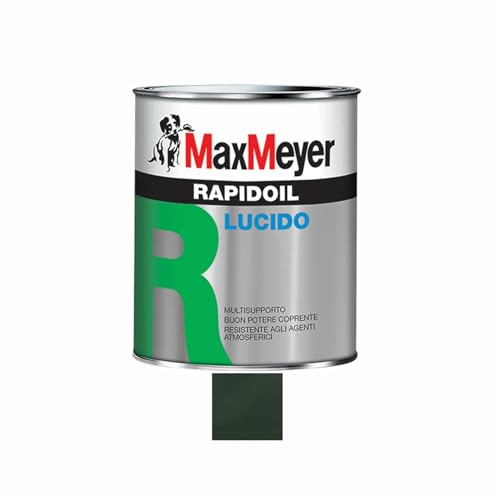 Max Meyer Rapidoil, Smalto Lucido Universale per Ferro e Legno, Resistente agli Agenti Atmosferici, Buon Potere Coprente, Multisupporto, 13-16 mq/l (Verde Abete RAL 6009, 0,375 Litri)