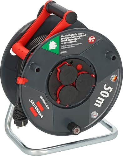 Brennenstuhl Garant V2 IP44 Kabeltrommel 50m outdoor (Made in Germany, 3 Schutzkontakt-Steckdosen, Spezialkunststoff)