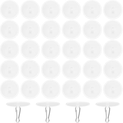 LJAPPLIED 80 Pièces Crochets de Plafond Adhésif, Crochets Adhesifs Transparent pour Accrocher des Décorations Lumineuses, Salle de Bain, Cuisine, Plafond (60) (standard1, 80)