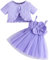Vestito tutù per neonata 2 pezzi cardigan tulle prendisole ragazze principessa battesimo abiti da festa neonato estate outfit set, Viola, 2-3 Anni