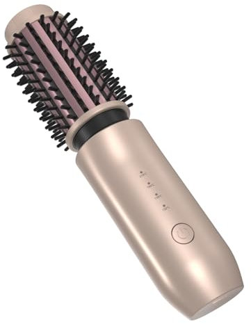 Cepillo térmico inalámbrico, cepillo de rizo inalámbrico de 40 mm, cepillo alisador inalámbrico de 4 temperaturas, peine térmico portátil con cable de carga tipo C (oro)