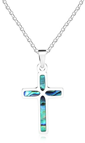 Oneress Senfkorn-Glaubens-Halskette, Platinbeschichteter Kreuz-Anhänger, Christlicher Schmuck für Frauen, Elegantes Religiöses Geschenk, Erlösungs-Halsketten Y5144-Weiß
