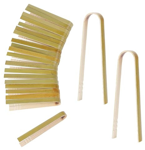 20 Pcs Mini Wooden Tongs for Charcuterie Disposable Cooking Utensils Natural Bamboo Tong for Toast Catering Buffet or Home Use