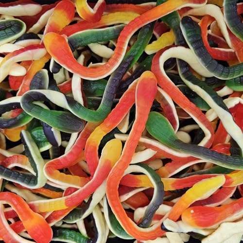 Sweets and Candy® Yellow Belly Snakes 1Kg- Giant Gummy Snakes with Yellow Foam Bellies – 1kg Bulk Bag of Spooky Halloween Jelly Treats – Fruity Candy for Trick or Treat, Parties & Pick and Mix
