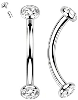 AVYRING 16G Titan Curved Barbell Piercing Bauchnabelpiercing Augenbrauenpiercing Bridge Rook Ohr 1,2 mm Schmuck, Vertikales Labret Lippenpiercing für Damen Herren 6mm 8mm 10mm 12mm