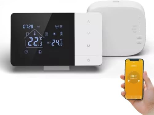 Wifi Thermostat For Tuya for Smart-Life APP, Programmable Thermostat Temperature Controller With Remote Control, Voice Control, Child Lock For Gas Boilers(With WiFi)
