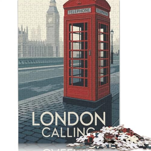 1000 Pieces Jigsaw Puzzles London Calling Red Telephone Booth Art Creative Square Jigsaw Puzzles for Adults And Wooden Puzzles Challenging Game 1000pcs (75x50cm)